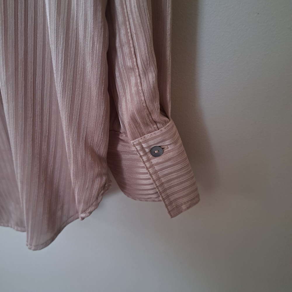 Zara Women's Soft Pink Tone On Tone Pinstripe Blouse - Picture 8 of 9